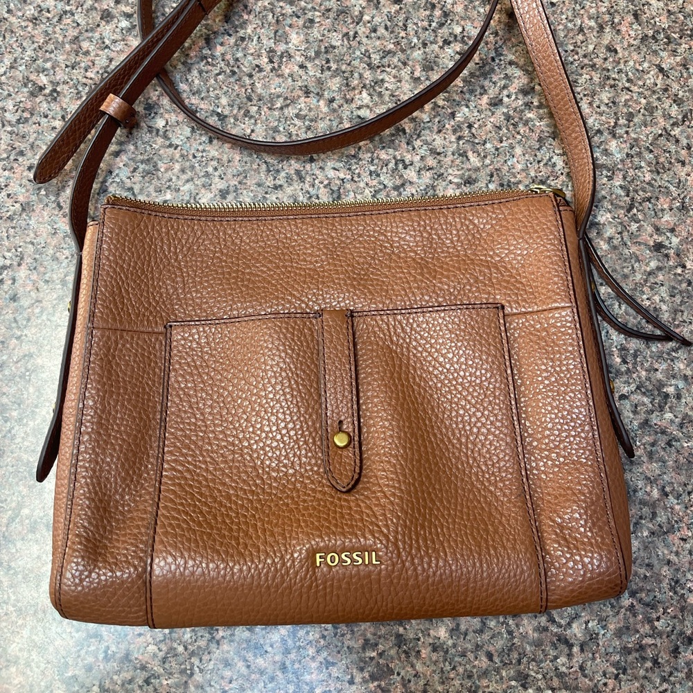 Fossil brown leather Crossbody bag